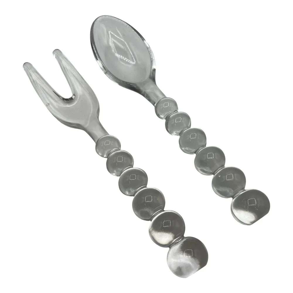 MCM Imperial Glass Candlewick Set Salad Fork Spoon Clear 9 1/2